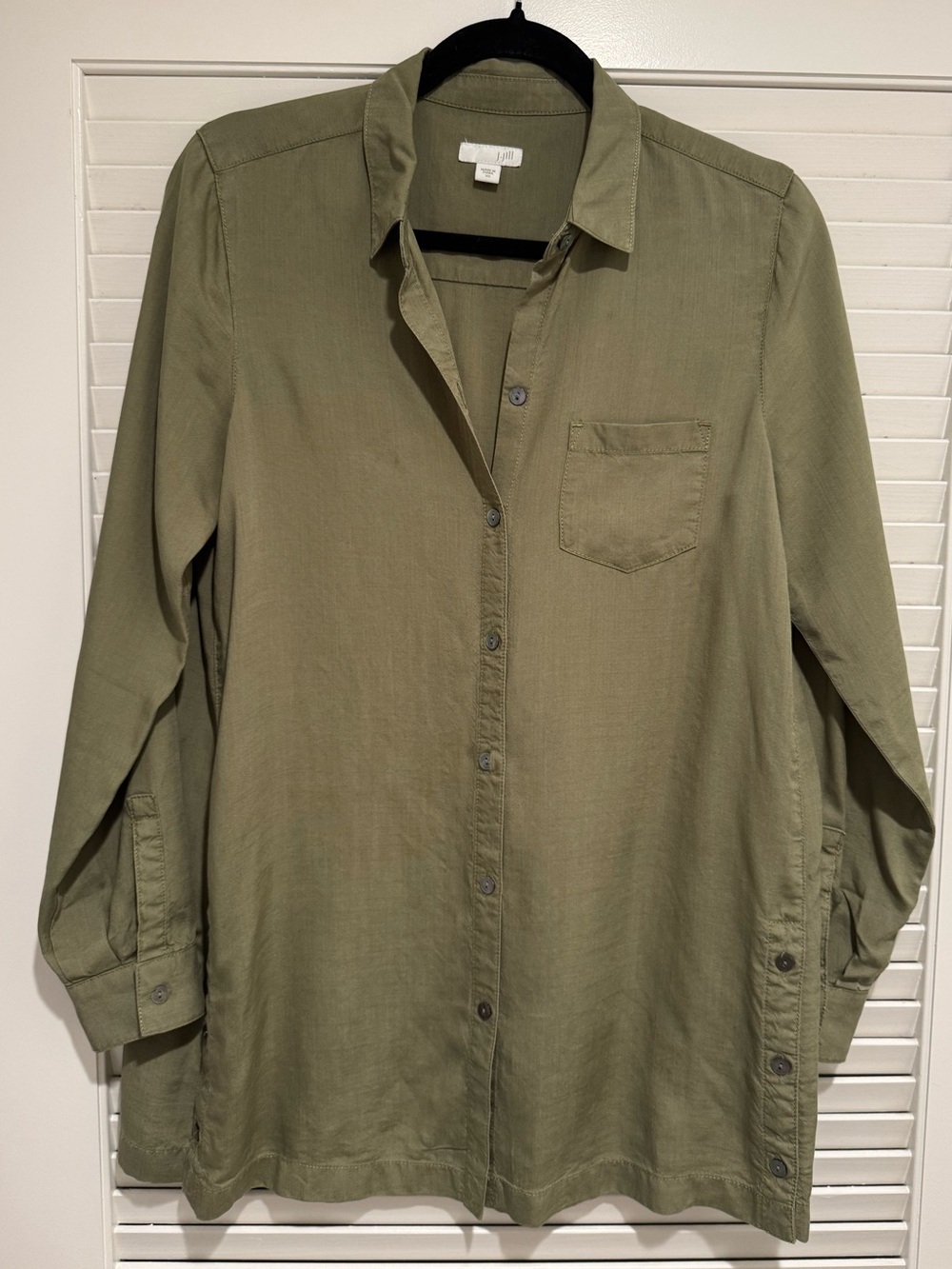 J. Jill Olive Green Tencel Lyocell Button-Down Tunic Shirt Size XS
